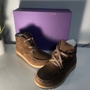 David Tate Sidra Brown Suede Lace Up Side Zip Ankle Boots Womens 6.5 WW Wide